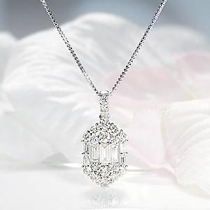 K18YG/WG/PG ゴールド ダイヤモンド ダイヤ ネックレス ペンダント 0.5ctUP スクエア 六角形 18金 18k バケットカット FYP0022 |  | 01