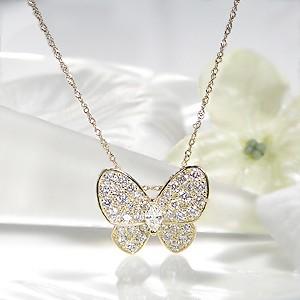 K18YG/WG/PG ゴールド ダイヤモンド ダイヤ ペンダントトップ ネックレス ペンダント 蝶 バタフライ 可愛い 18k 18金 ちょうちょ FYP0026 |  | 01