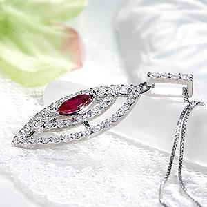 pt900 ルビー & ダイヤモンド ネックレス カラーストーン おしゃれ