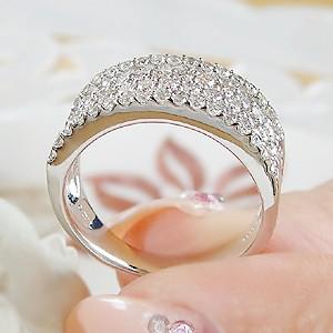 pt900 「1.20ct」 5連 ダイヤモンド パヴェリング ジュエリー SIクラス  