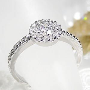 pt900 「0.53ct」 フラワーモチーフ ダイヤモンド リング ジュエリー ミル打ち 花 フラワー 指輪 プラチナ 4月誕生石  ダイヤモンドリング FYR0020