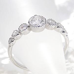 pt900 「0.5ct」 ダイヤモンド リング ジュエリー SIクラス 指輪 プラチナ エタニティ ミル打ち 4月誕生石 ダイヤモンドリング FYR0048の画像