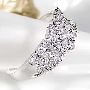 pt900 プラチナ ダイヤモンド ダイヤ 指輪 リング パヴェ フラワー 花