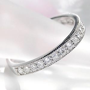 pt900 プラチナ ダイヤモンド ダイヤ 指輪 リング ミル打ち ハーフエタ