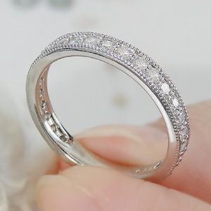 pt900 プラチナ ダイヤモンド ダイヤ 指輪 リング ミル打ち ハーフエタ エタニティ クラシカル SIクラス 0.5ct FYR0104の画像