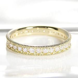 K18YG/WG/PG ゴールド ダイヤモンド ダイヤ 指輪 リング ミル打ち