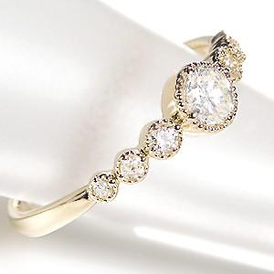 K18YG/PG ゴールド ダイヤモンド ダイヤ 指輪 リング ミル打ち