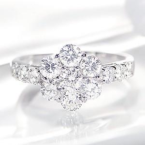 pt900 プラチナ ダイヤモンド ダイヤ 指輪 リング 大粒 フラワー 花 人気 1カラット 1.50ctUP SIクラス FYR0226 | 