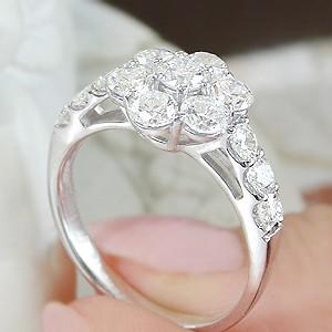 pt900 プラチナ ダイヤモンド ダイヤ 指輪 リング 大粒 フラワー 花 人気 1カラット 1.50ctUP SIクラス FYR0226 |  | 03