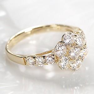 K18YG/PG ゴールド ダイヤモンド ダイヤ 指輪 リング 大粒 フラワー 花