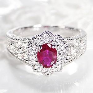 pt900 プラチナ ダイヤモンド ダイヤ 指輪 リング カラーストーン ルビー クラシカル 人気 可愛い FYR0228 | 