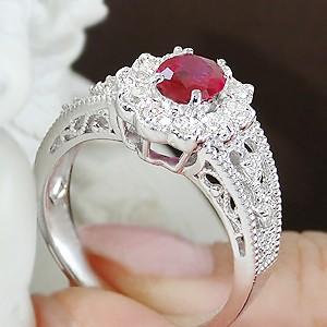 pt900 プラチナ ダイヤモンド ダイヤ 指輪 リング カラーストーン ルビー クラシカル 人気 可愛い FYR0228 |  | 03
