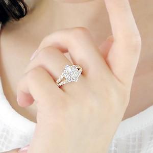 K18YG/PG ゴールド ダイヤモンド ダイヤ 指輪 リング 大粒 フラワー 花