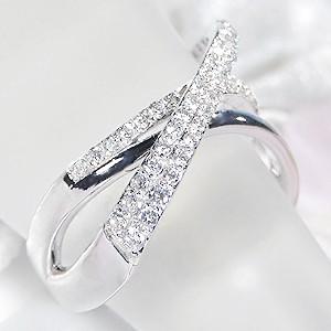 K18 WG ゴールド ダイヤモンド ダイヤ 指輪 リング クロス 18k 18金