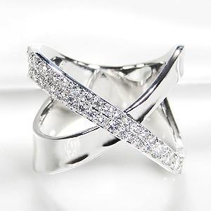 K18 WG ゴールド ダイヤモンド ダイヤ 指輪 リング クロス 0.50ctUP 18k 18金 人気 幅広 大ぶり FYR0292 | 