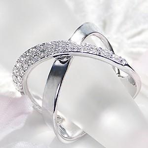 K18 WG ゴールド ダイヤモンド ダイヤ 指輪 リング クロス 0.50ctUP 18k 18金 人気 幅広 大ぶり FYR0292 |  | 01