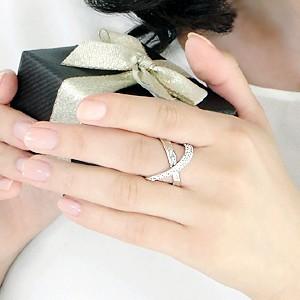 K18 WG ゴールド ダイヤモンド ダイヤ 指輪 リング クロス 0.50ctUP 18k 18金 人気 幅広 大ぶり FYR0292 |  | 02