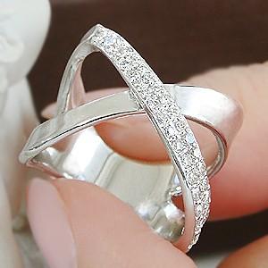 K18 WG ゴールド ダイヤモンド ダイヤ 指輪 リング クロス 0.50ctUP 18k 18金 人気 幅広 大ぶり FYR0292 |  | 03