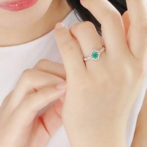 エメラルド カラーストーン 指輪 リング ダイヤモンド ダイヤ プラチナ pt900 プラチナ900 スクエア 上品 5月 誕生石 FYR0373の画像