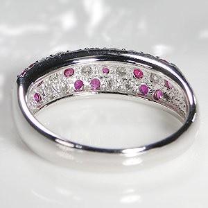 ルビー 指輪 リング カラーストーン ダイヤモンド フラワー パヴェ