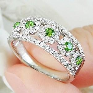 本物 Pt900 天然 デマントイドガーネット ダイヤ リング