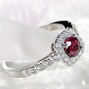 ルビー ダイヤモンド リング 指輪 大粒 カラーストーン 取り巻き 豪華