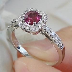 ルビー ダイヤモンド リング 指輪 大粒 カラーストーン 取り巻き 豪華
