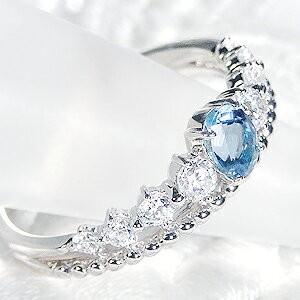 K18(ホワイトゴールド)アクアマリンorダイヤ ティアラリング