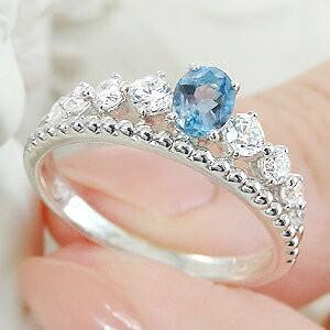 K18(ホワイトゴールド)アクアマリンorダイヤ ティアラリング