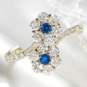 K18YG アウイナイト＆ダイヤモンド フラワー リング : ジュエリー for