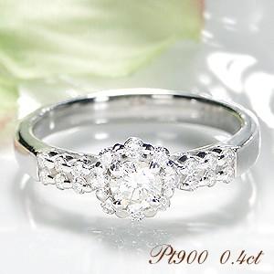 Pt900 0.40ctUP フラワー ダイヤモンド リング | 