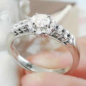 Pt900 0.40ctUP フラワー ダイヤモンド リング : ジュエリー for you