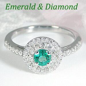 Pt900 エメラルド ダイヤモンド リング 指輪 プラチナ 取り巻き