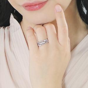 Pt900 ダイヤモンド リング ジュエリー 指輪 ダイヤ リング プラチナ ダイヤリング 個性的 3連 ミルグレイン オシャレ 幅広の画像