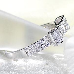 pt900 0.50ct ダイヤモンド リボン リング SIクラス ファッション ジュエリー アクセサリー プラチナ レディース 指輪の画像