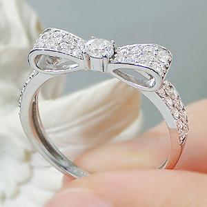 pt900 0.50ct ダイヤモンド リボン リング SIクラス ファッション ジュエリー アクセサリー プラチナ レディース 指輪の画像