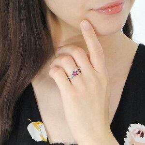 Pt900 ルビー ダイヤモンド フラワー リング 指輪 プラチナ ルビー ダイヤ 花 ウェーブ ダイアモンド プラチナ ７月 誕生石 ４月 プレゼント FYR0530の画像
