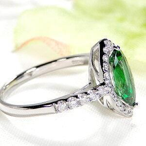 Pt900 グリーン ガーネット ダイヤモンド リング プラチナ ダイヤ 婚約  