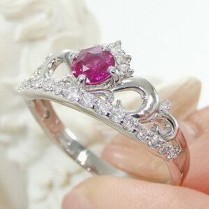 プラチナ Pt900 ルビー ダイヤモンド リング 指輪 ティアラ 王冠 ピンクレッド 婚約 カラーストーン ダイヤ プリンセ プレゼント 送料無料 アンティークの画像