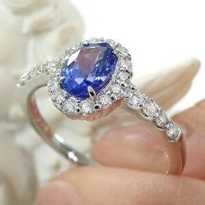 プラチナ Pt900 タンザナイト ダイヤ リング 指輪 PT ダイアモンド 結婚 婚約 ダイア 送料無料 稀少 取り巻き カラーストーン フラワー 花 オーバル プレゼントの画像