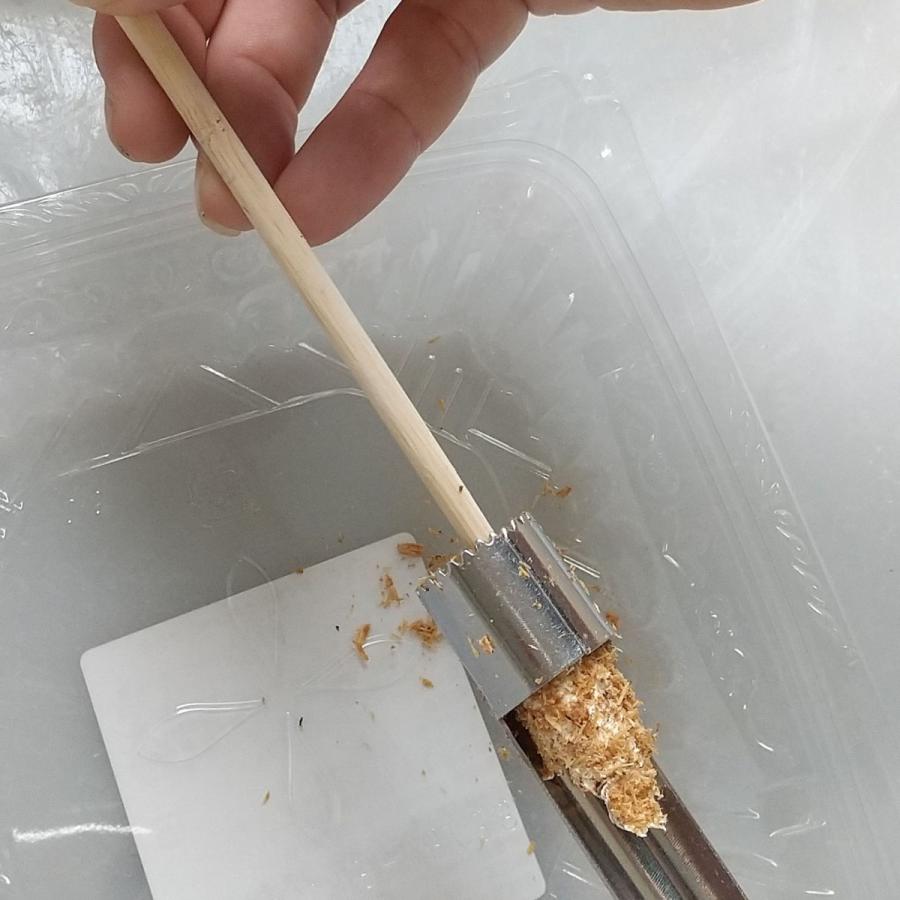幼虫投入穴空け器 大 菌糸瓶作成時に 菌床ブロックから菌糸瓶手詰め用