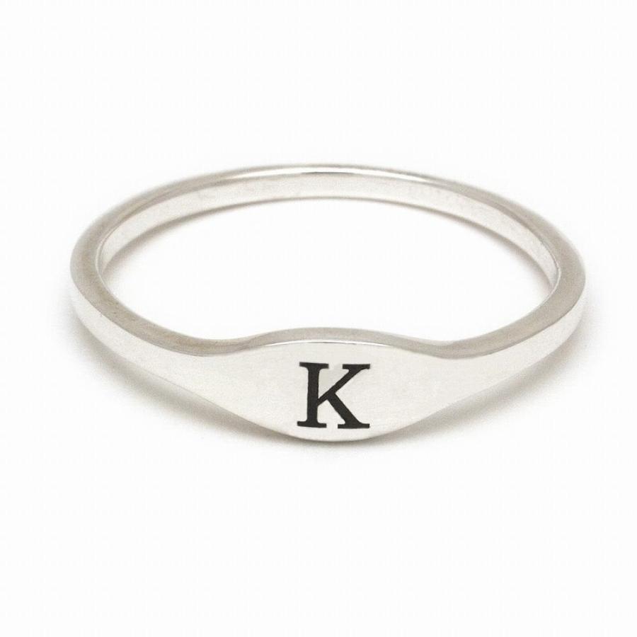 シルバー925 シグネットリング シンプル オーバル イニシャル 刻印無料