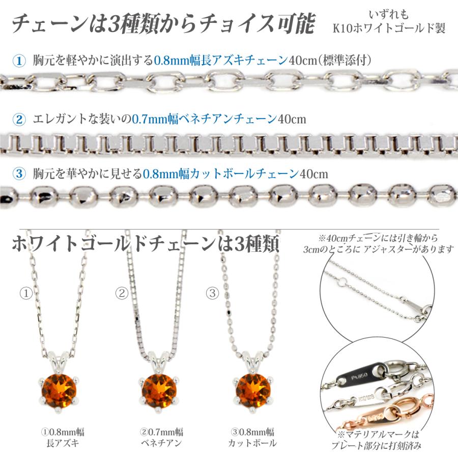 マンダリン ガーネット ネックレス K10 ホワイトゴールド WG 1月 誕生石 4mm シックスクラウン ペンダントトップ fourm クリスマス ギフト 母の日の画像