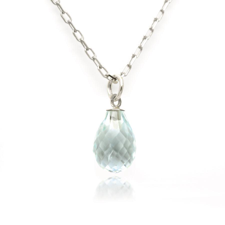 アクアマリン 3月 誕生石 ネックレス K10 ホワイトゴールド WG ブリオ