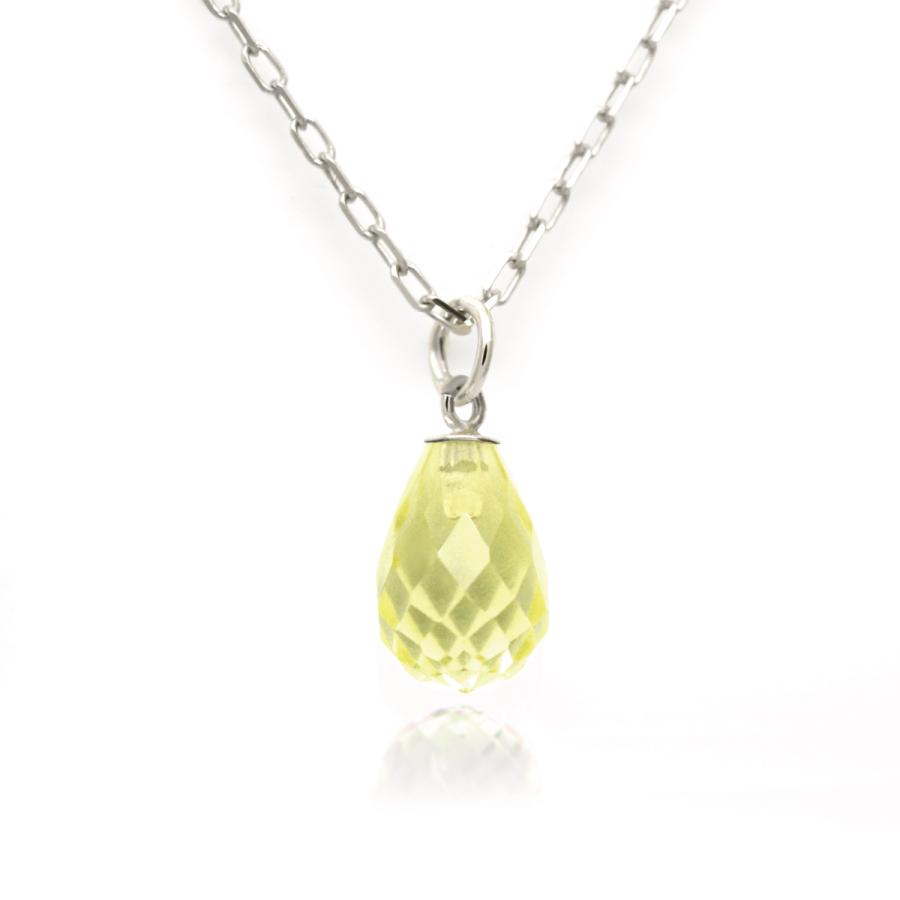 レモンクォーツ 4月 誕生石 ネックレス K10 ホワイトゴールド ブリオ