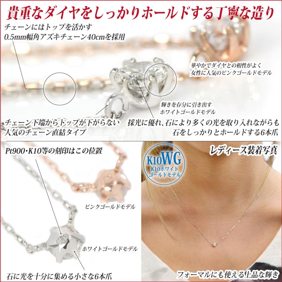 鑑定書付き 天然ダイヤモンド ネックレス K10ホワイトゴールド