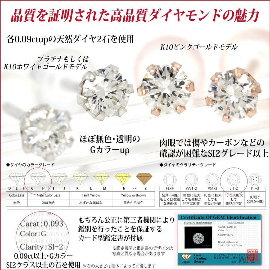 鑑定書付き 天然ダイヤモンド ピアス K10ホワイトゴールド 合計0.18ct  