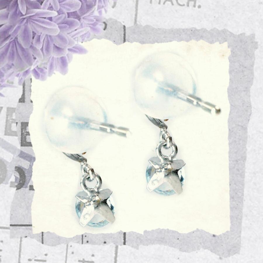 アクアマリン ピアス 3月 誕生石 両耳用 Pt900 プラチナ 3mm 脇石 