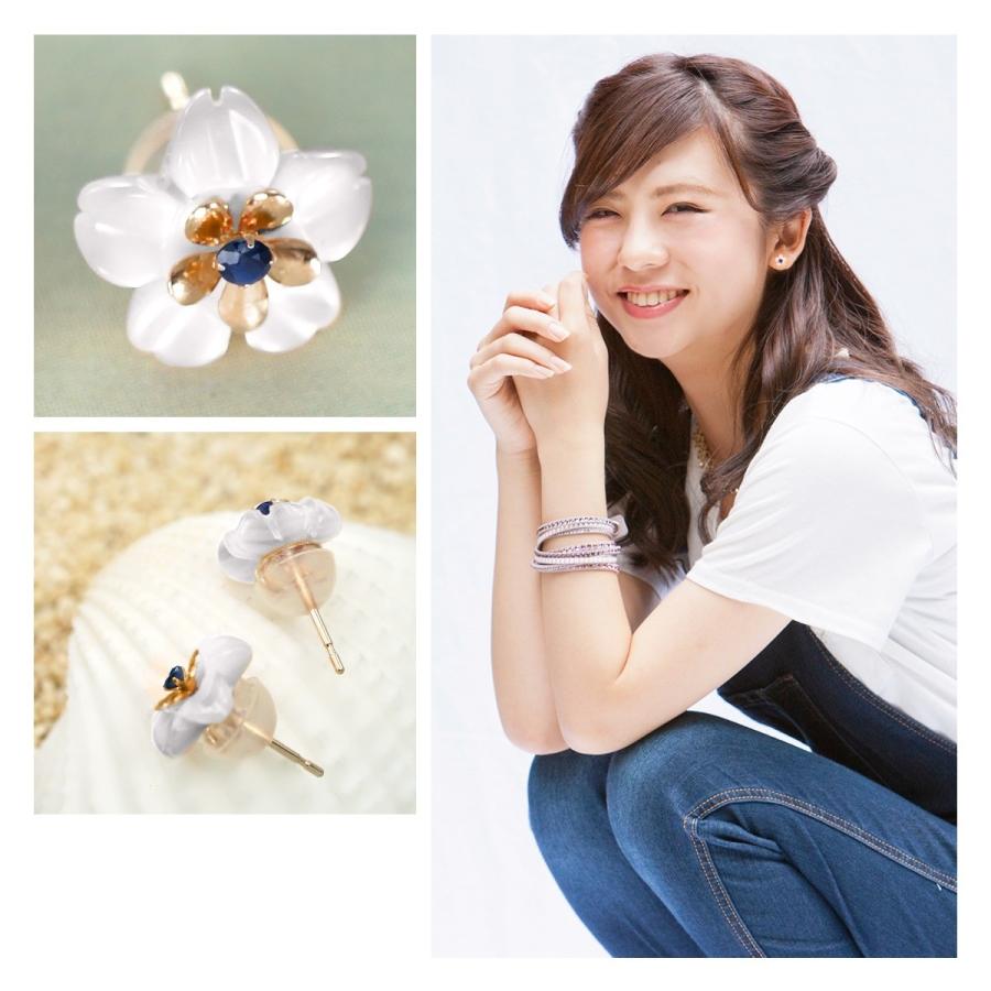 さくら 桜 ピアス レディース メンズ サファイア K10 ピンクゴールド