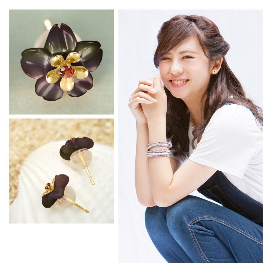 さくら 桜 ピアス レディース メンズ ガーネット K10 イエローゴールド 